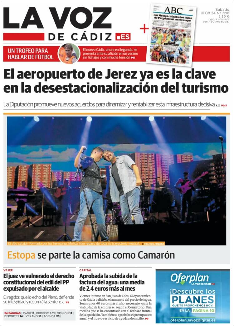Portada de La Voz de Cádiz (España)