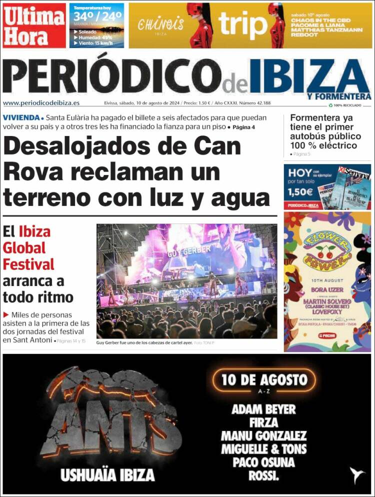 Portada de Periódico de Ibiza (España)