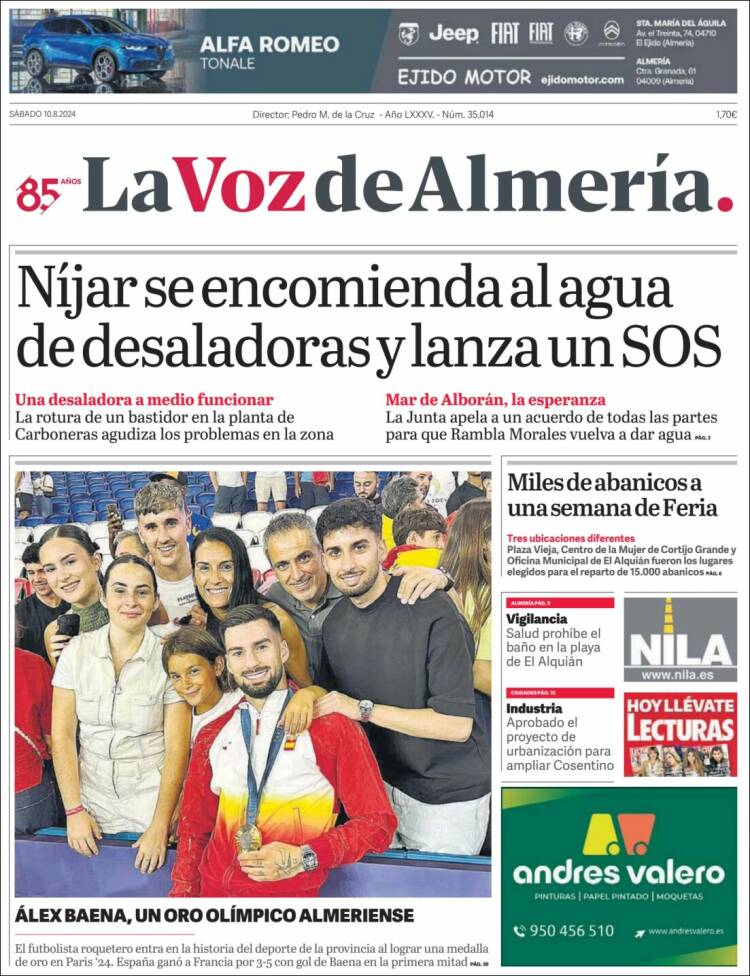 Portada de La Voz de Almería (España)