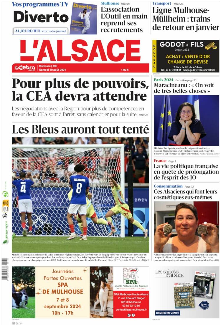 Portada de Journal L'Alsace (Francia)