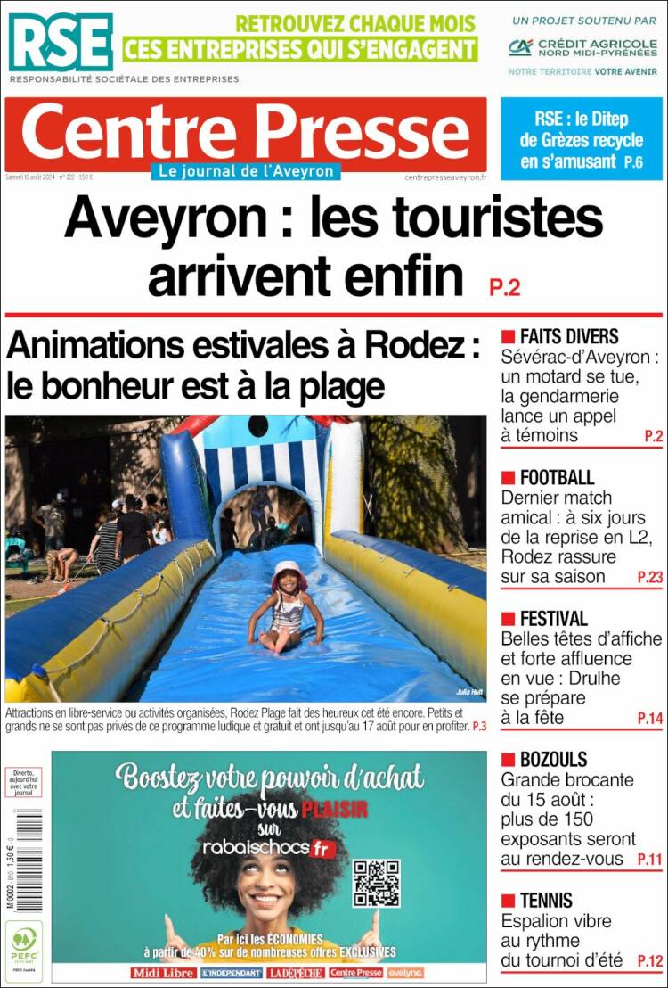 Portada de Centre Presse (Francia)