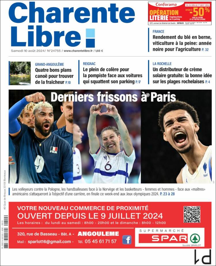 Portada de Charente Libre (Francia)
