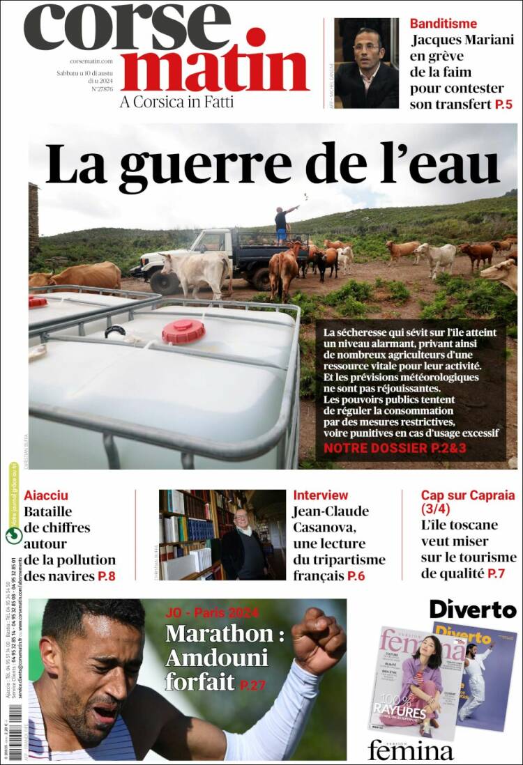 Portada de Corse-Matin (Francia)