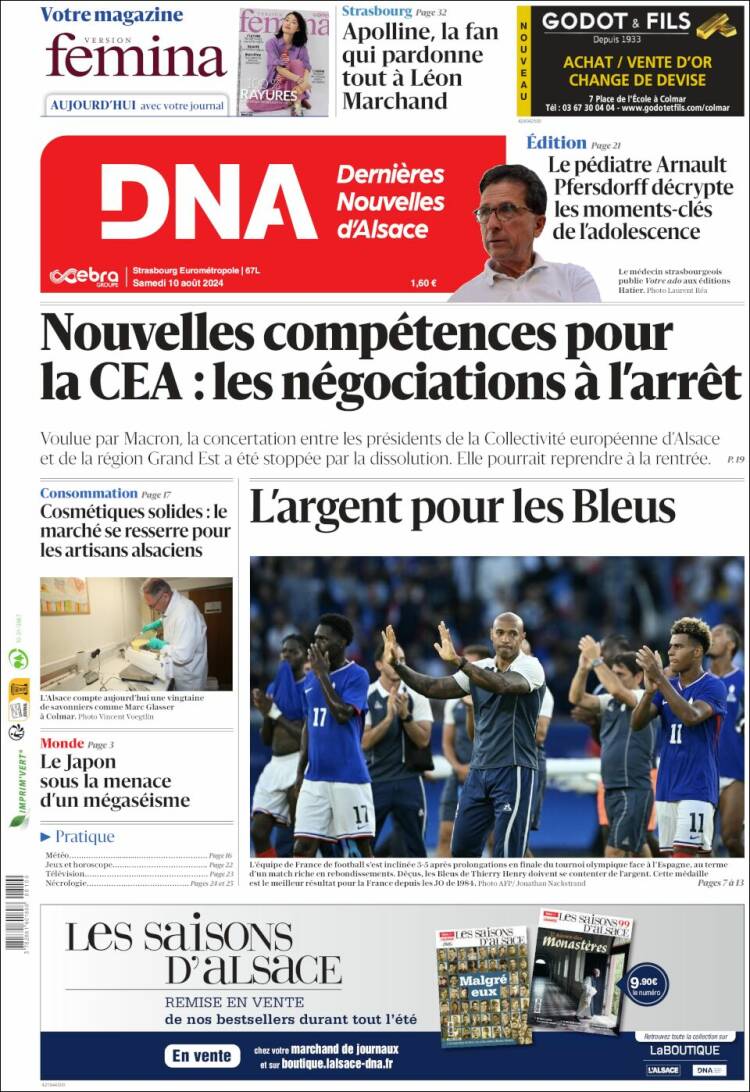 Portada de Les Dernières Nouvelles d'Alsace (Francia)