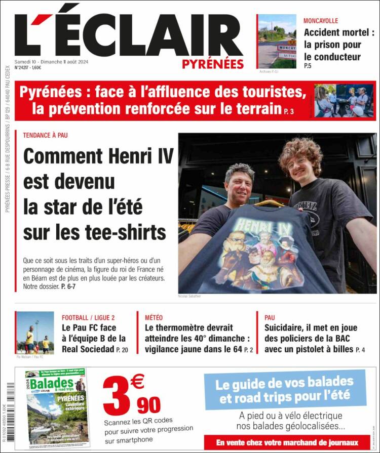 Portada de L'Eclair des Pyrénées (Francia)
