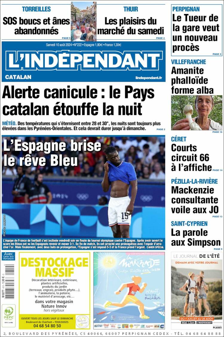 Portada de Le Indépendant (Francia)
