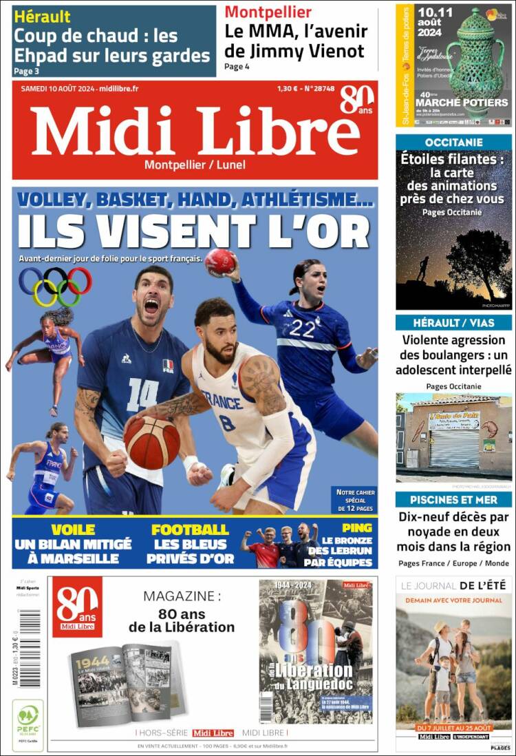 Portada de Midi Libre (Francia)