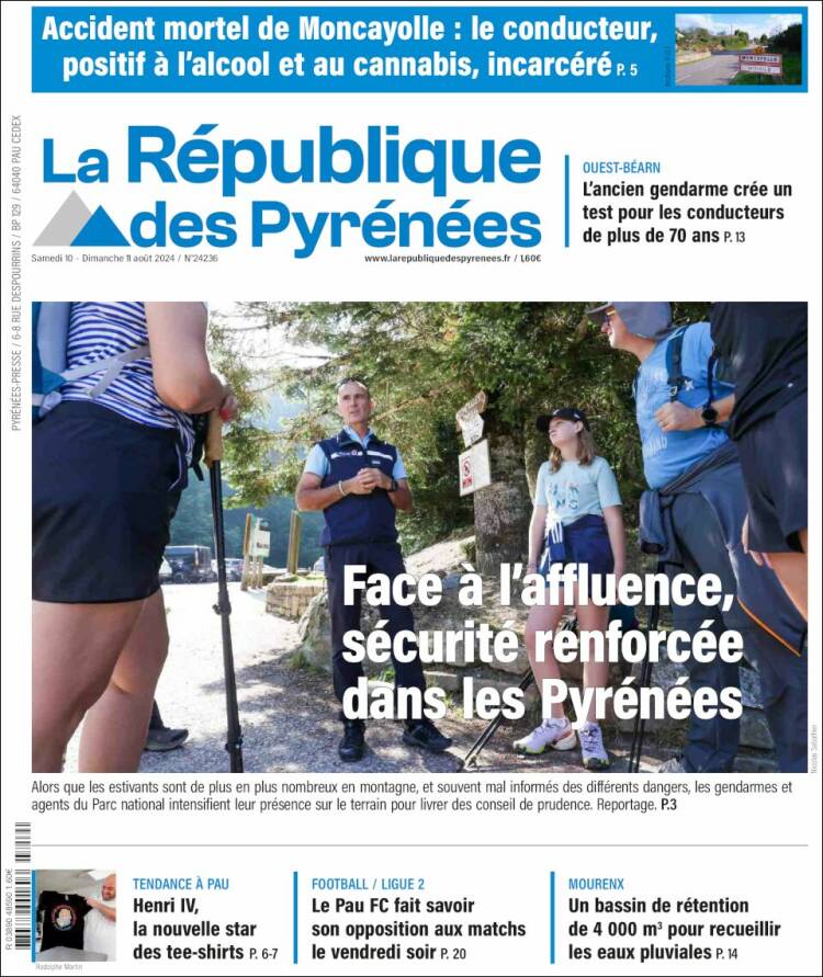 Portada de La République des Pyrénées (Francia)