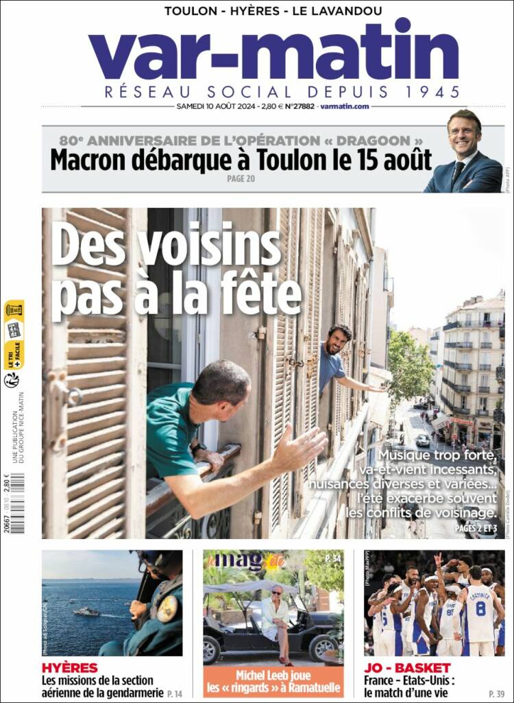 Portada de Var-Matin (Francia)