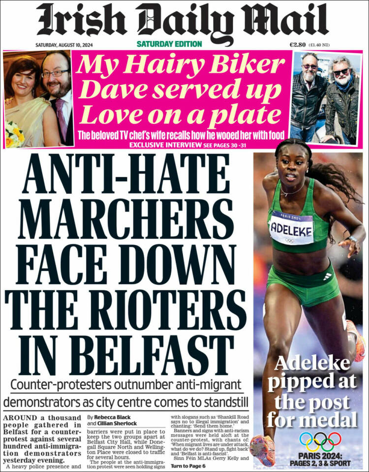 Portada de Irish Daily Mail (Irlanda)