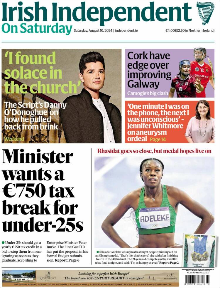 Portada de Irish Independent (Irlanda)