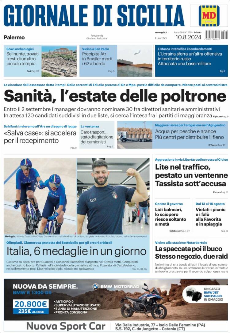 Portada de Giornale di Sicilia (Italia)