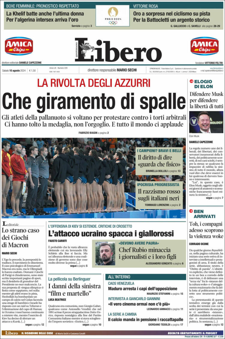 Portada de Libero (Italia)
