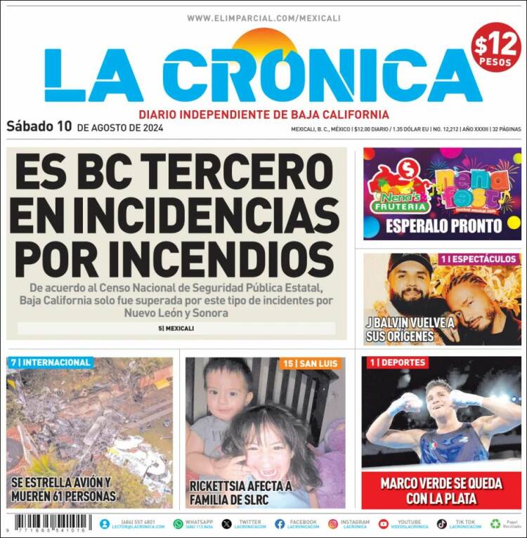 Portada de La Crónica de Baja California (México)