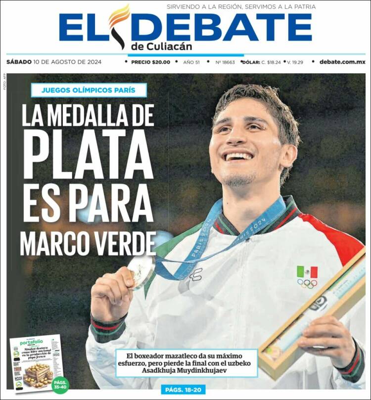 Portada de El Debate de Culiacán (México)
