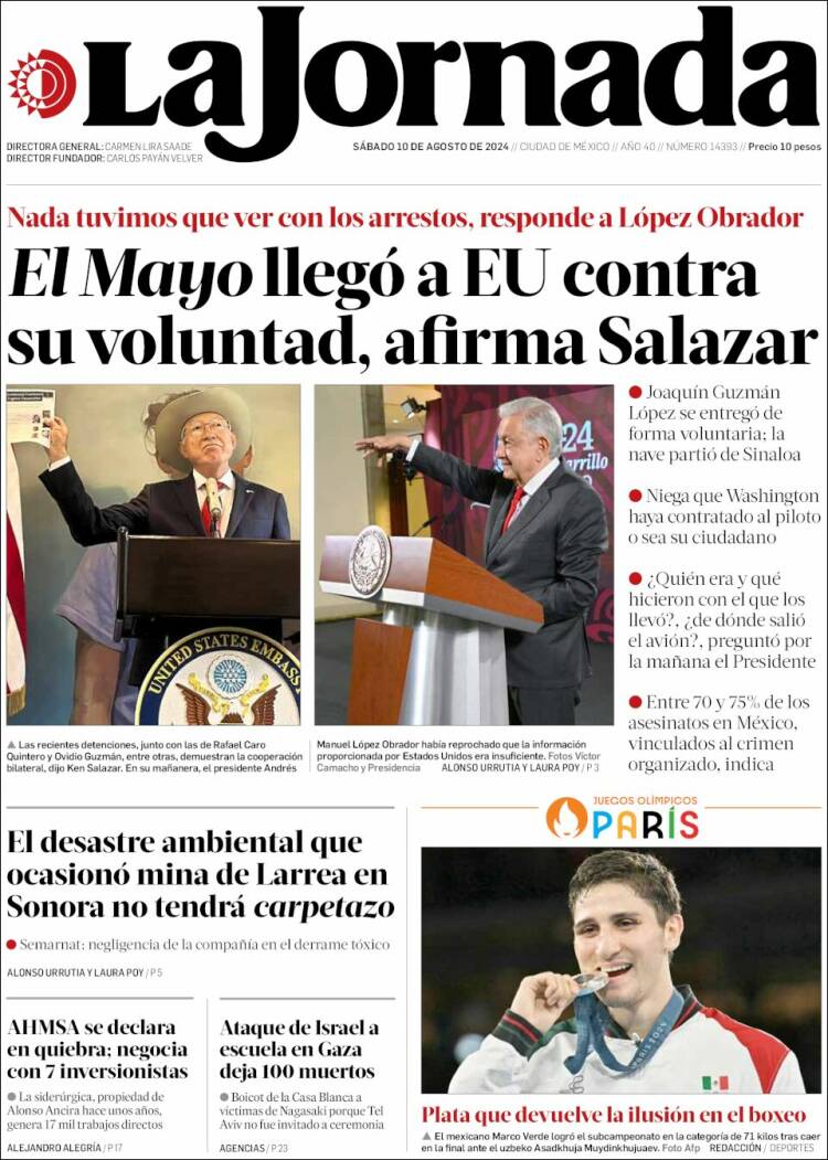 Portada de La Jornada (México)