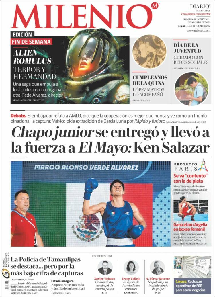 Portada de Milenio - Tamaulipas (México)