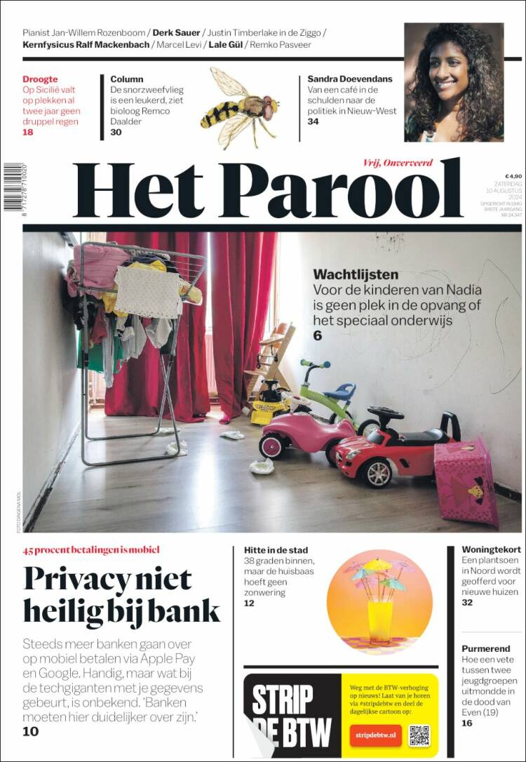 Portada de Het Parool (Pa&iacute;ses Bajos)