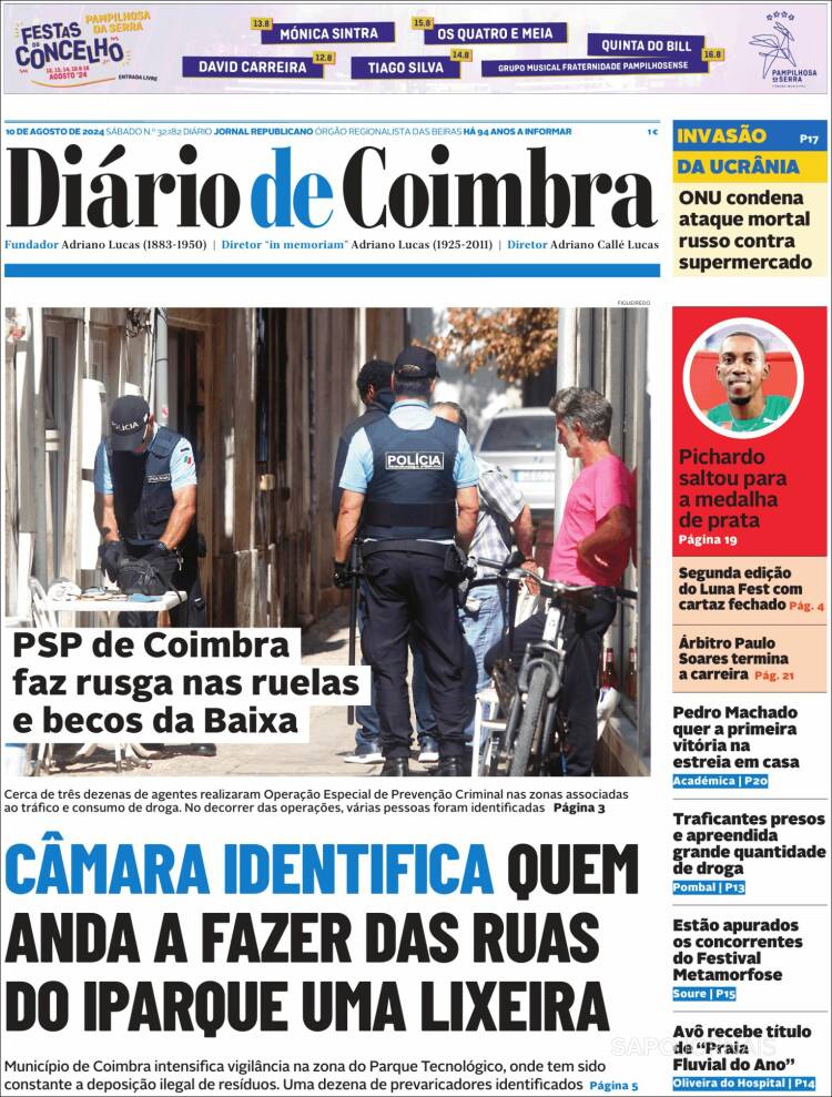 Portada de Diário de Coimbra (Portugal)