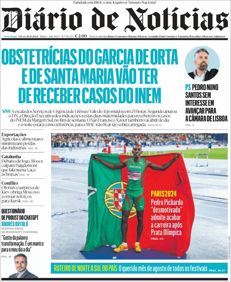 Portada de Diário de Noticias (Portugal)