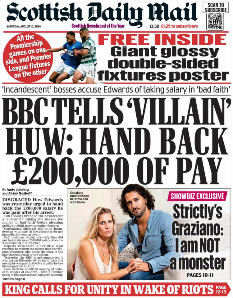 Portada de Scottish Daily Mail (Reino Unido)