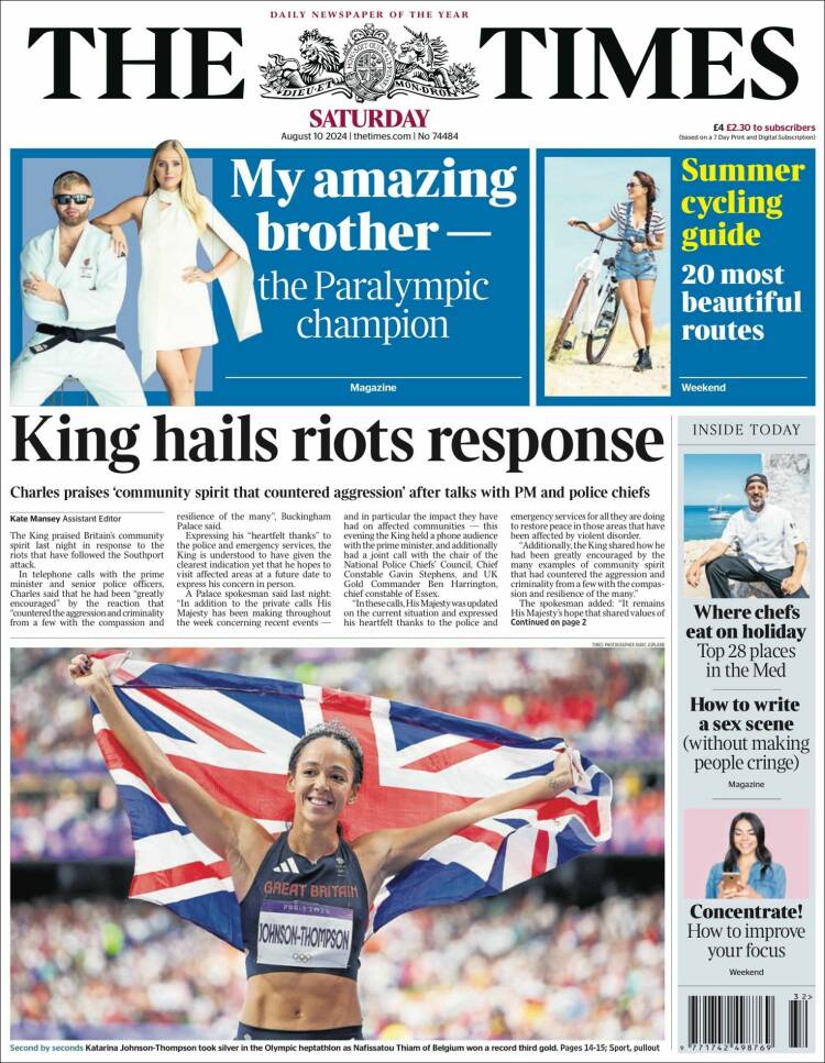 Portada de The Times (Reino Unido)