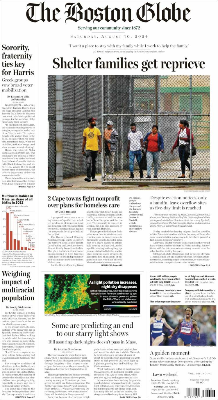 Portada de Boston Globe (USA)