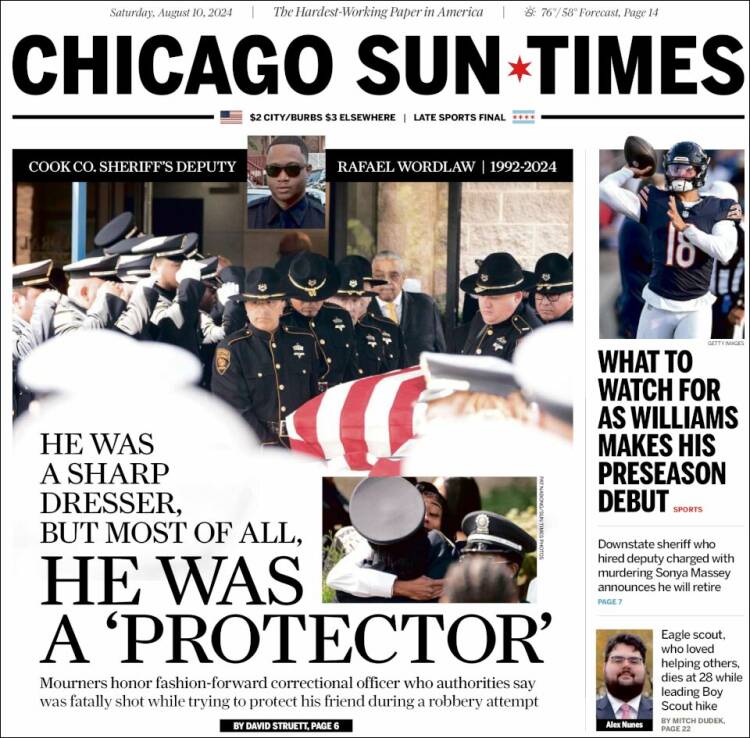 Portada de Chicago Sun-Times (USA)