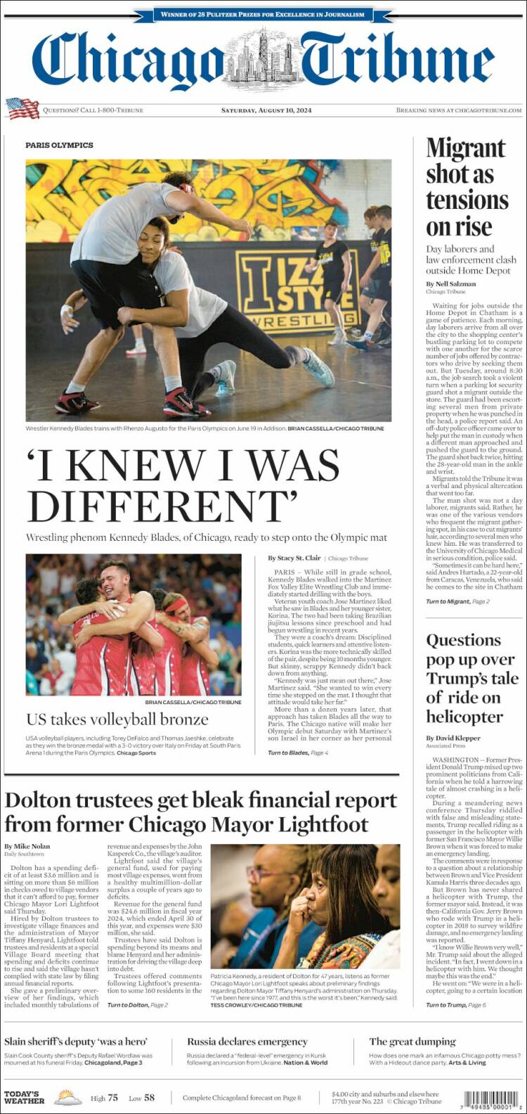 Portada de Chicago Tribune (USA)
