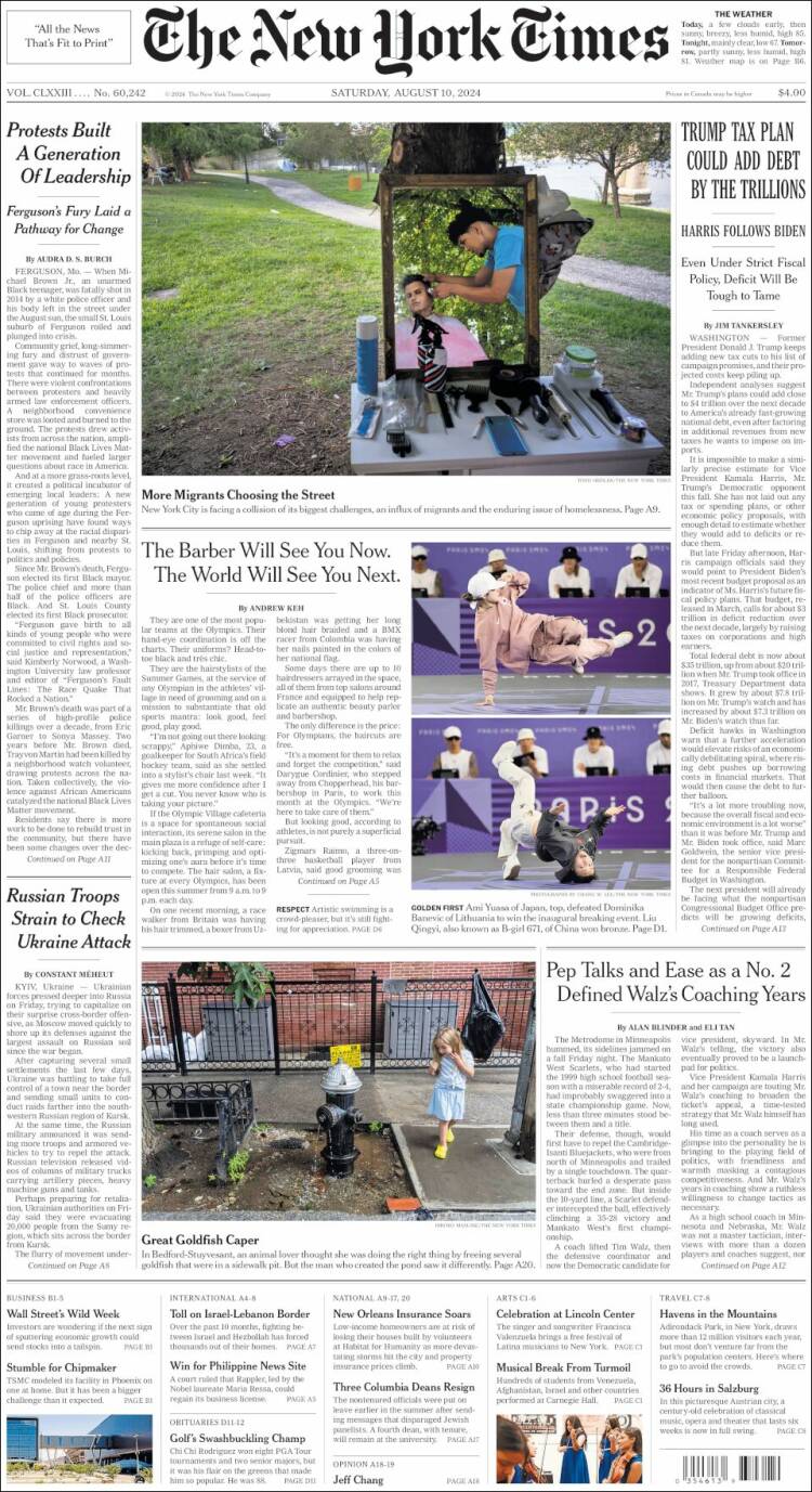 Portada de New York Times (USA)
