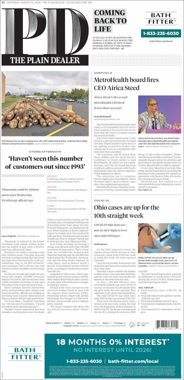 Portada de The Plain Dealer (USA)