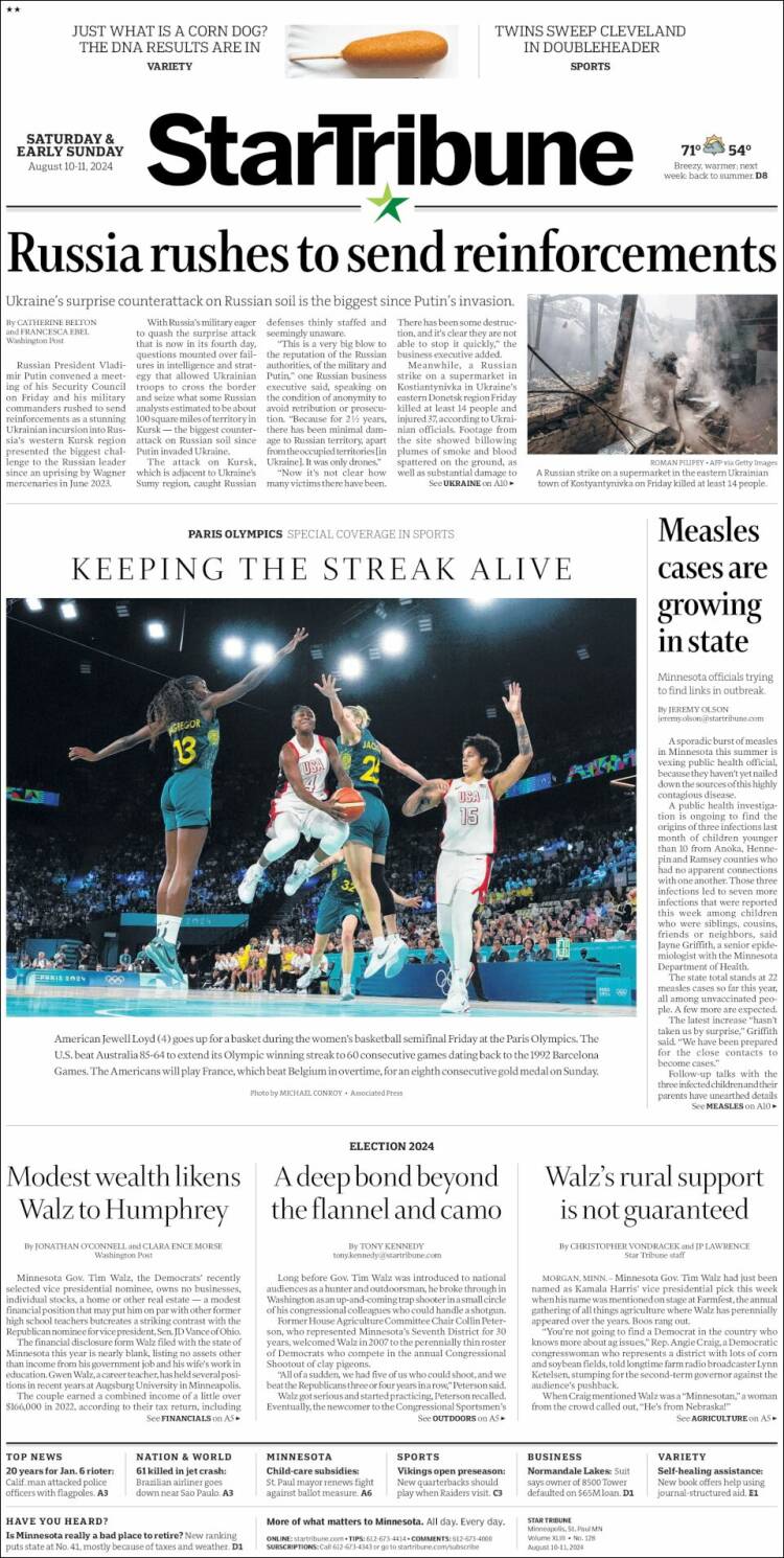 Portada de Star Tribune (USA)