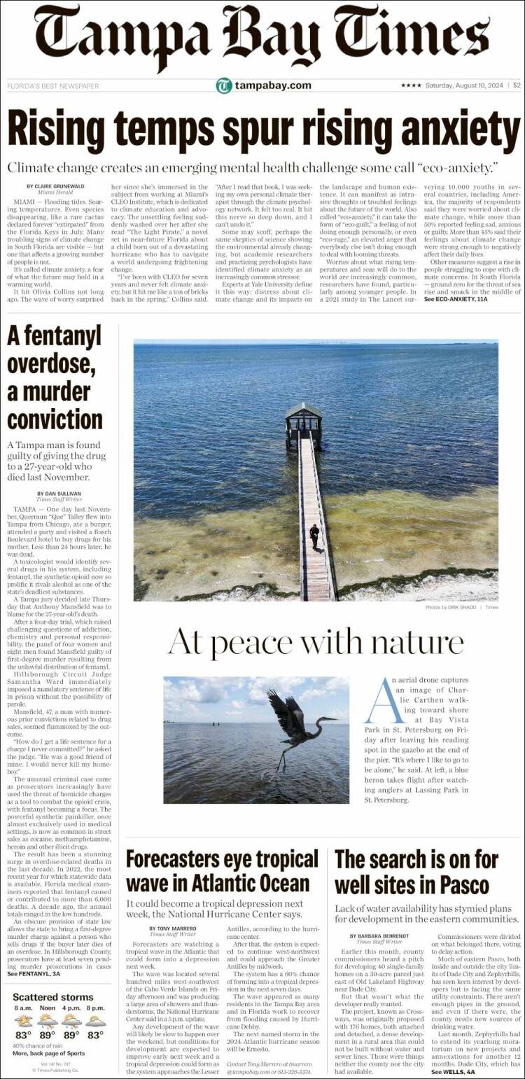 Portada de Tampa Bay Times (USA)