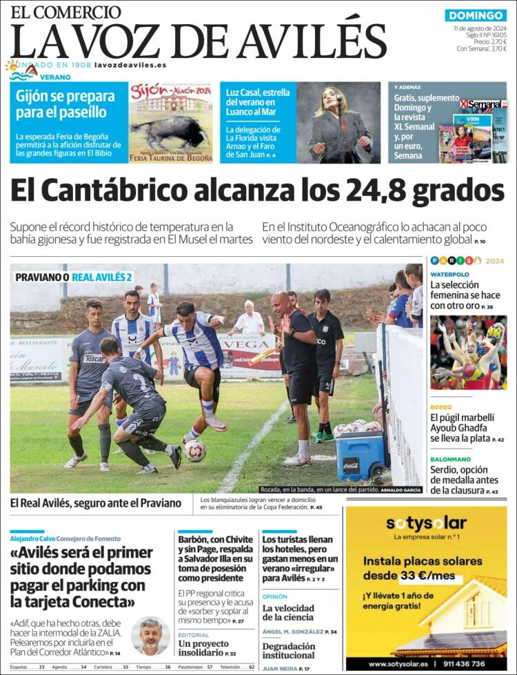 Portada de El Comercio - Avilés (España)