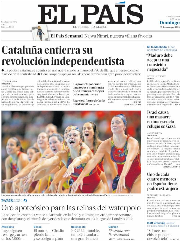 Portada de El País (España)