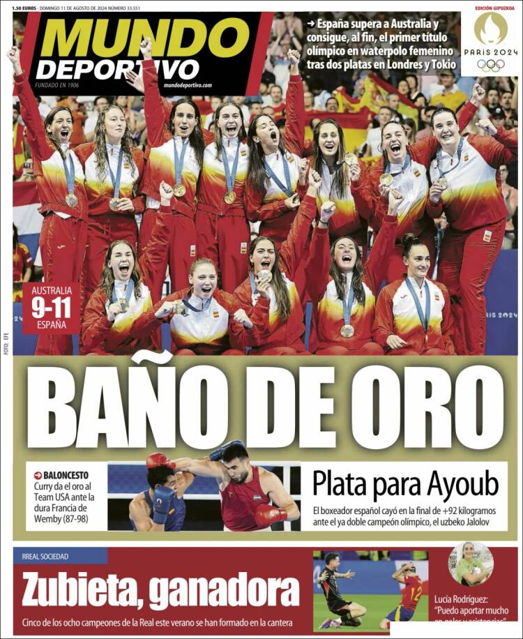Portada de Mundo Deportivo Gipuzkoa (España)