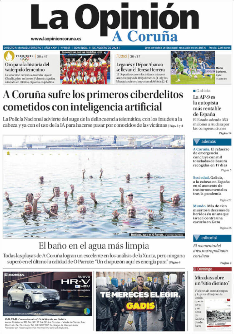 Portada de La Opinión de A Coruña (España)