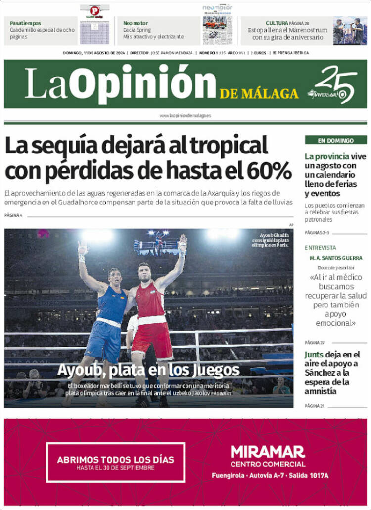 Portada de La Opinión de Málaga (España)
