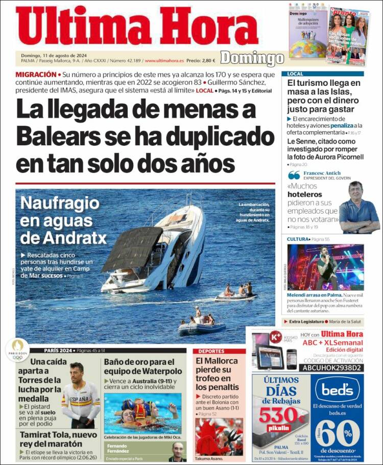 Portada de Última Hora (España)