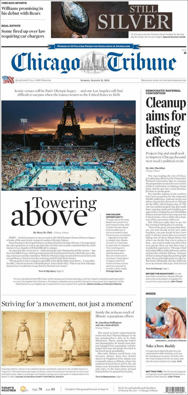 Portada de Chicago Tribune (USA)