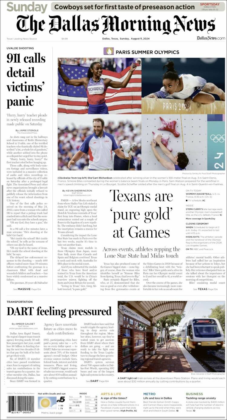 Portada de Dallas Morning News (USA)