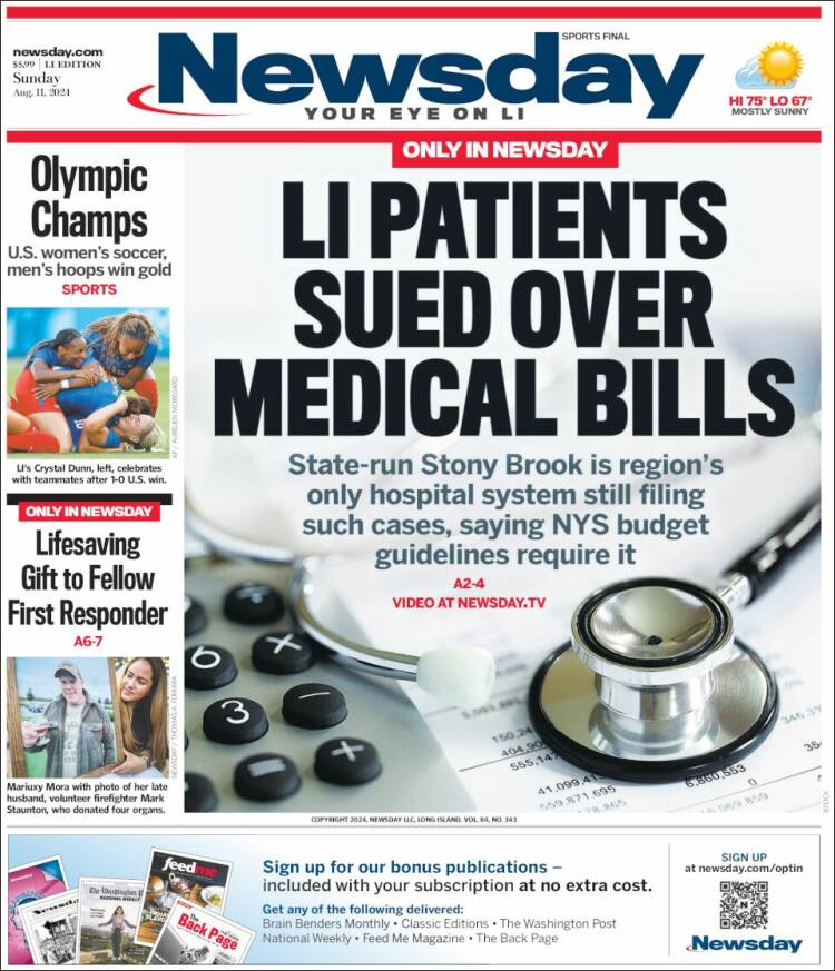 Portada de Newsday (USA)