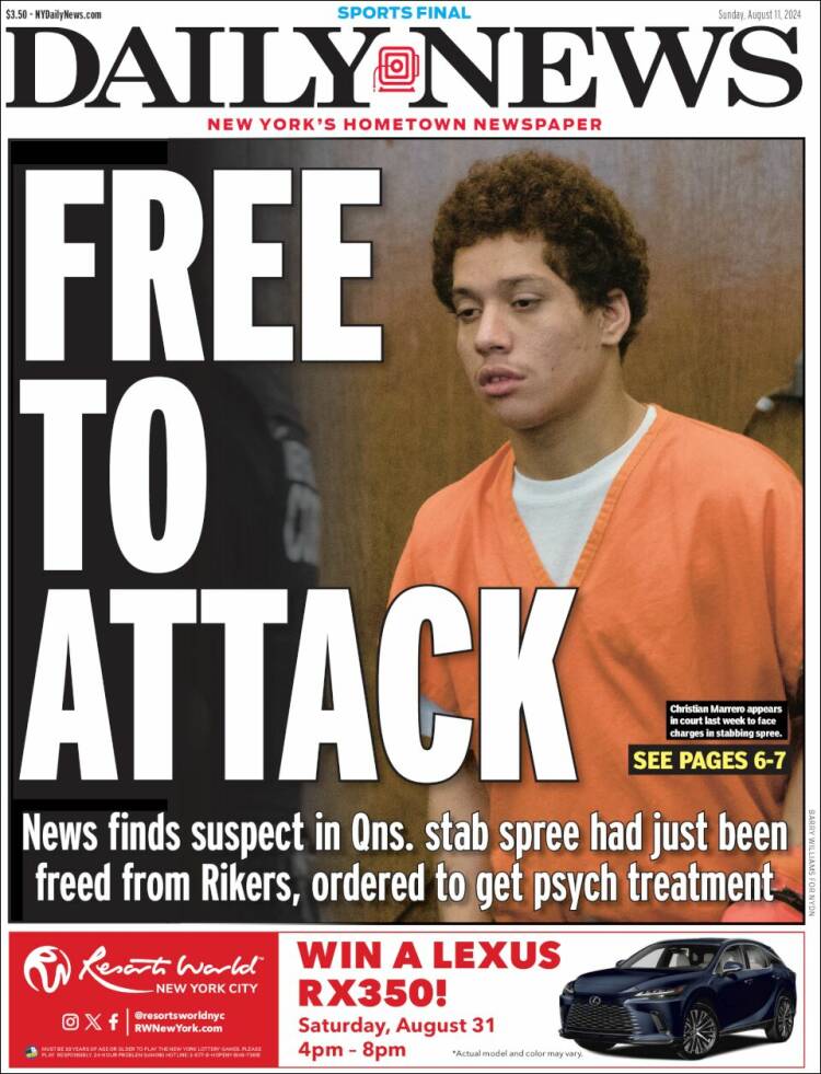 Portada de Daily News - New York (USA)