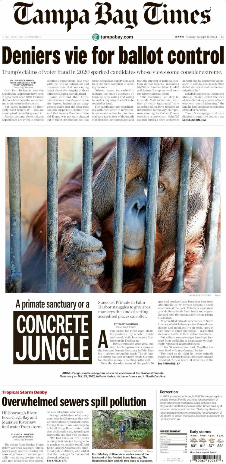 Portada de Tampa Bay Times (USA)