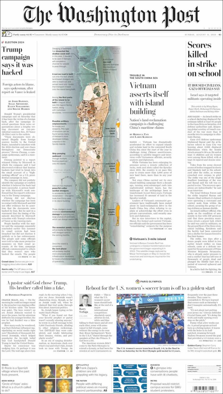 Portada de The Washington Post (USA)