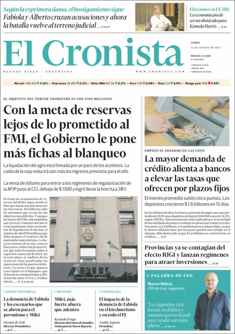 Portada de El Cronista Comercial (Argentina)