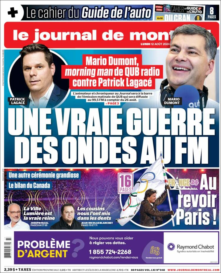 Portada de Le Journal de Montréal (Canadá)