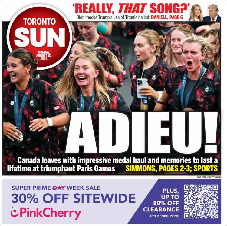 Portada de The Toronto Sun (Canadá)