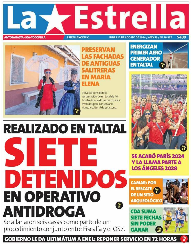 Portada de La Estrella del Norte (Chile)