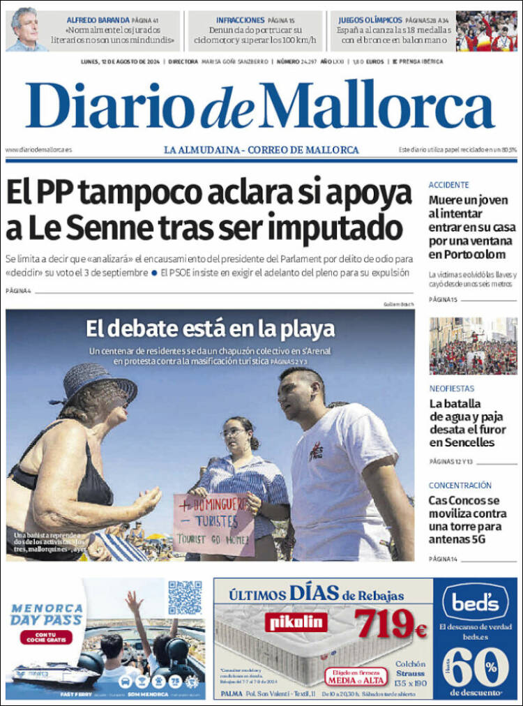 Portada de Diario de Mallorca (España)